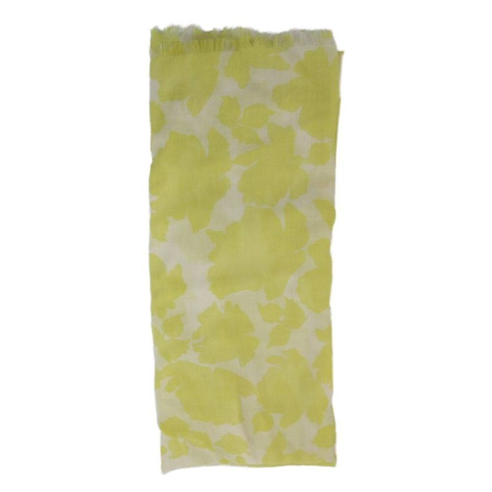 Pure Collection Womens Wool Blend Leaves Print Scarf Yellow 74x15 in.